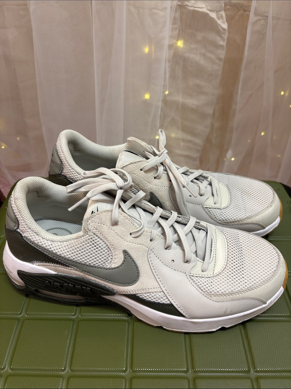 Nike Light Gray & Dark Gray Mesh Leather Sneakers